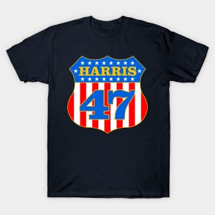 Kamala Harris 47 Patriotic Shield T-Shirt